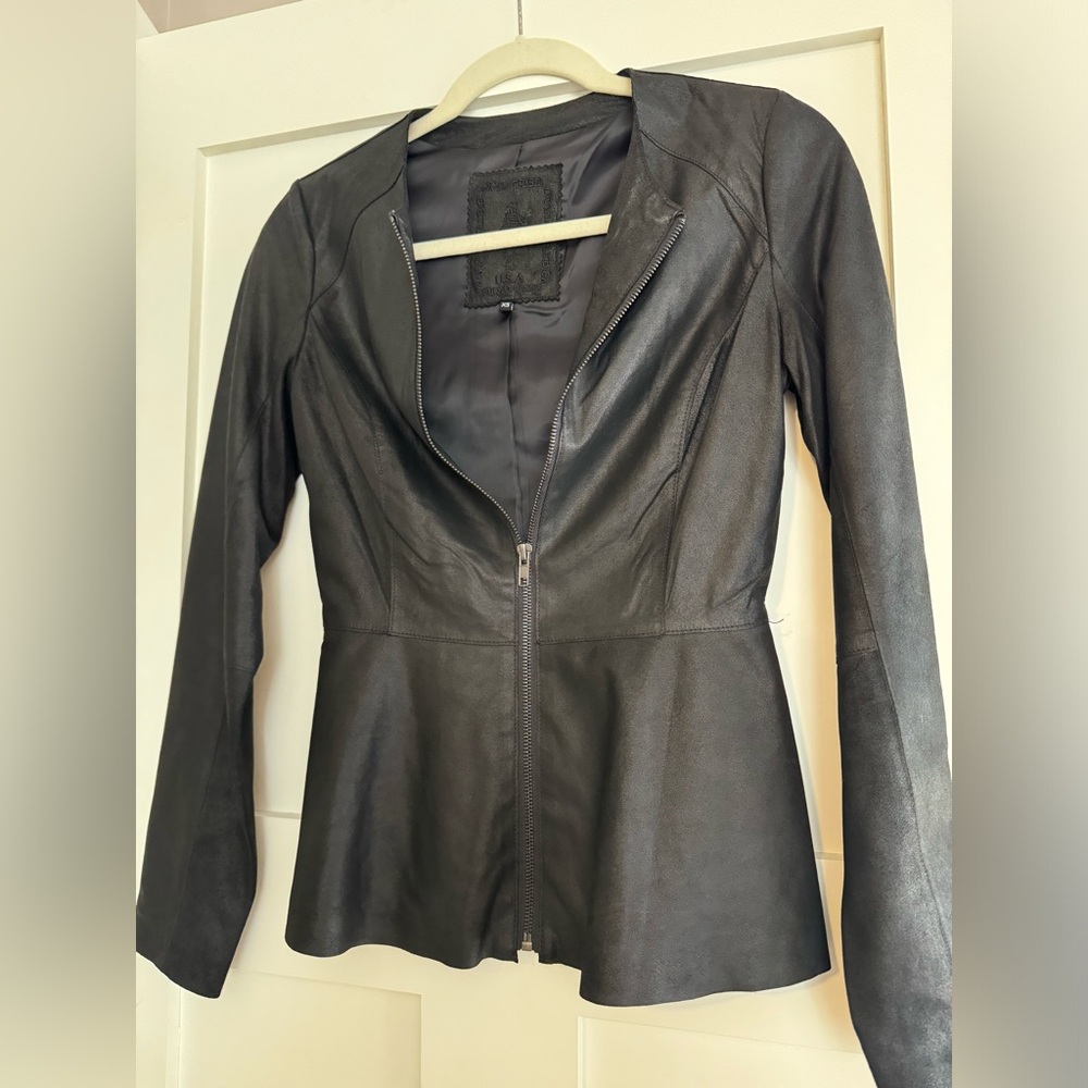 My Tribe Peplum Leather Jacket